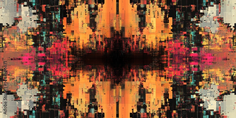 Abstract Geometric Pixelated Art