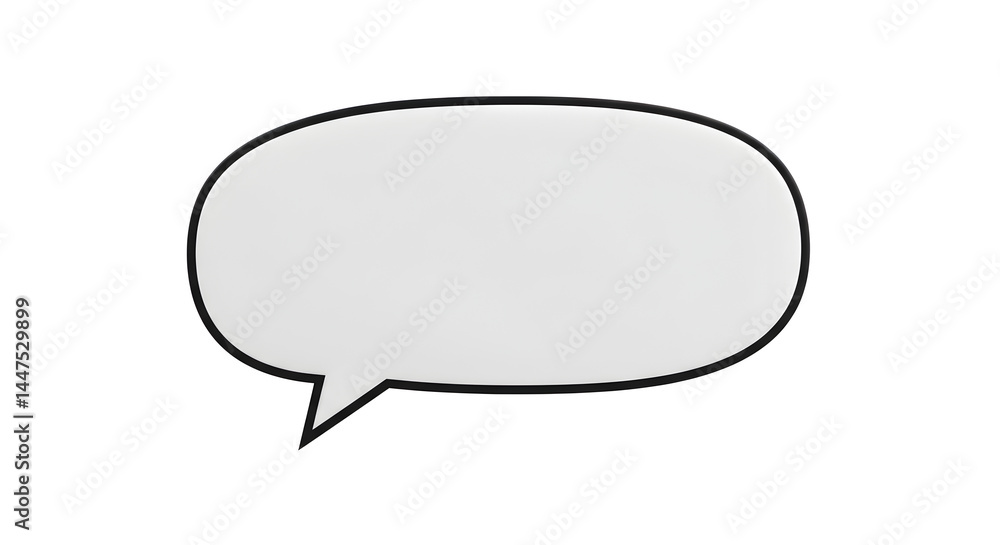 Minimalist White Speech Bubble with Black Outline Isolated on White Background Minimalist White Speech Bubble with Black Outline Isolated on White Background