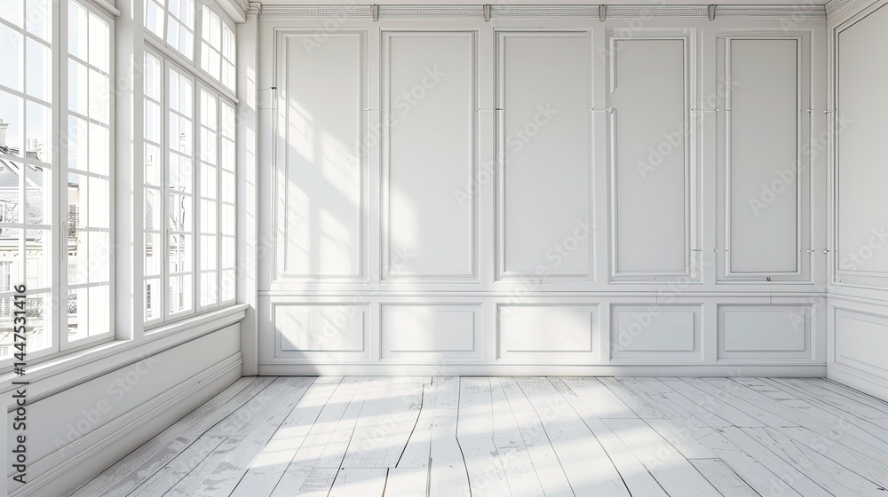 Mur blanc de la pièce, fenêtre à gauche et à droite, chauffe-eau moderne sans réservoir. Mur blanc de la pièce, fenêtre à gauche et à droite, chauffe-eau moderne sans réservoir.