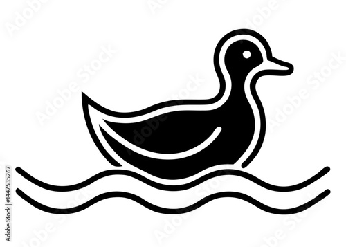 Swimming Duck Silhouette Vector Graphic.