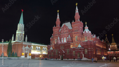 The State Historical Museum of Russia timelapse hyperlapse. Located between Red Square and Manege Square in Moscow