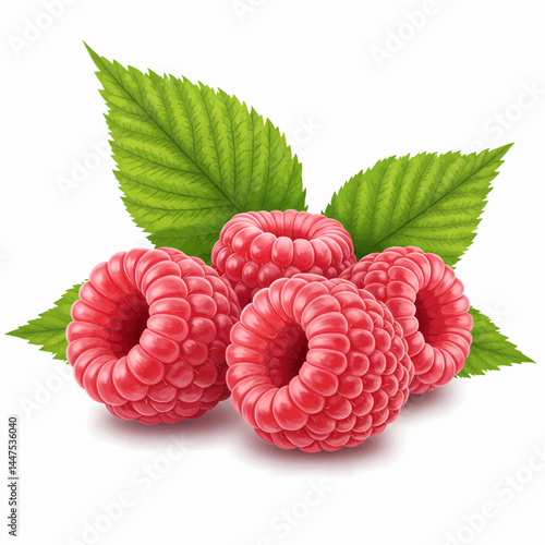 raspberry with leaves. Vector Illustration
