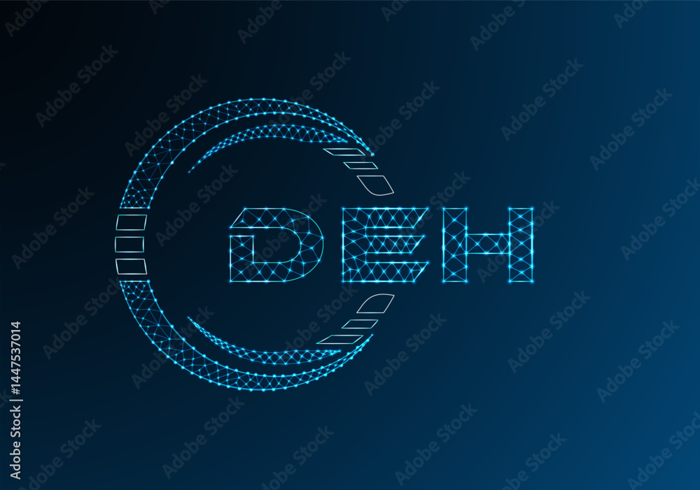 Naklejka premium DEH low poly letter logo vector design. DEH lower poly logo design.