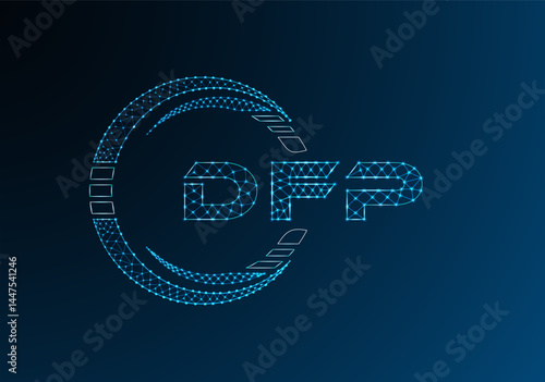 DFP low poly letter logo vector design. DFP lower poly logo design.