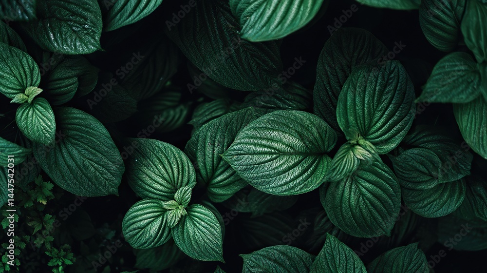 Close-up top view of green plants with numerous leaves on a green leaves background, featuring dark green background with lush foliage of grasses and ferns, showing intricate details of plant life. Close-up top view of green plants with numerous leaves on a green leaves background, featuring dark green background with lush foliage of grasses and ferns, showing intricate details of plant life.