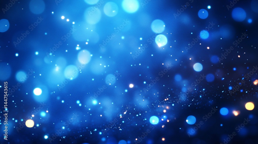 Festive Starry Sky Background with Glowing Blue Light Bokeh Festive Starry Sky Background with Glowing Blue Light Bokeh