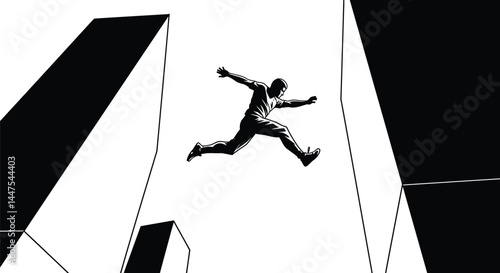 Parkour Athlete Leap, Urban Vector