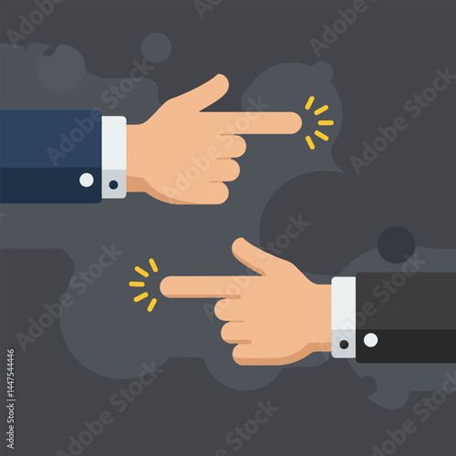Hands with pointing fingers, left and right side. Flat design style