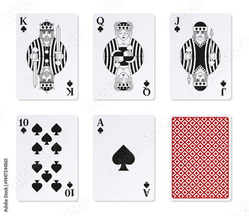 Royal flush. Сards of Spades. 