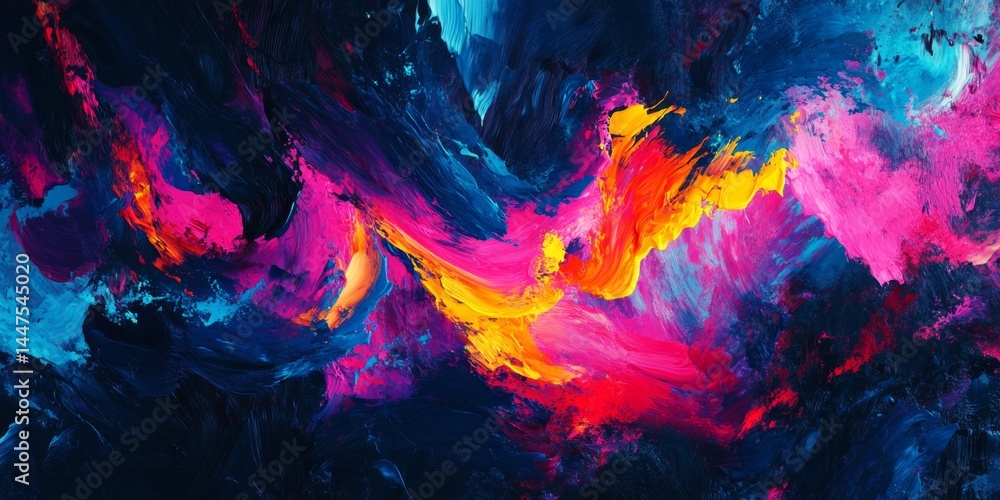 Abstract Colorful Painting with Bold Brushstrokes
