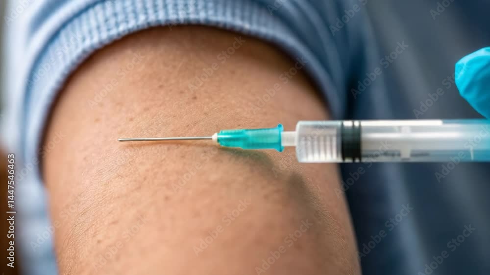 Close Up of Syringe Injection into Arm Highlighting Medical Procedure and Healthcare with Needle Focus Close Up of Syringe Injection into Arm Highlighting Medical Procedure and Healthcare with Needle Focus