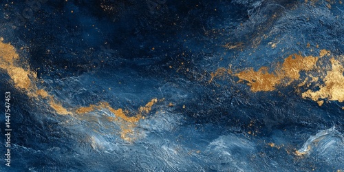 Obraz na płótnie Stunning Abstract Blue and Gold Graphic Design w salonie