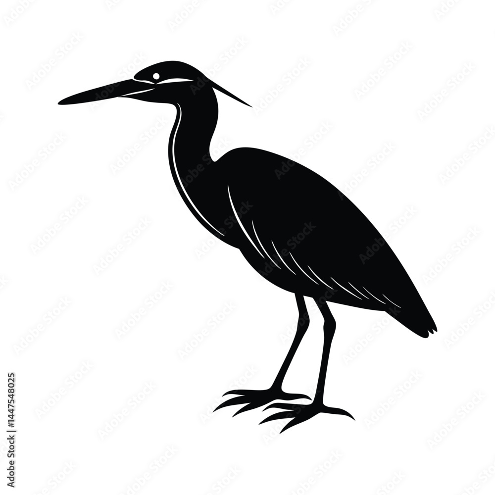 Fototapeta premium green heron bird silhouette art illustration