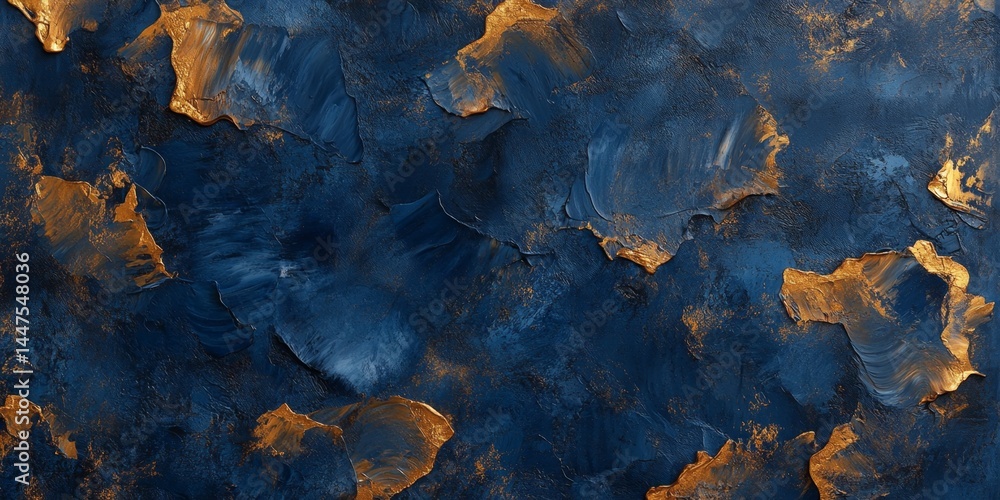 Stunning Abstract Blue and Gold Texture Art