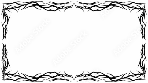 Gothic frame design with sharp, thorny edges in an abstract style. Perfect for dark-themed posters, tattoos, streetwear, or digital artwork