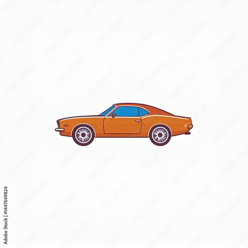 Fototapeta premium muscle car logo illustration in a simple and clean flat art style on isolated white