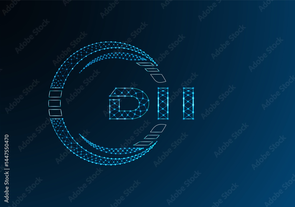 Obraz premium DII low poly letter logo vector design. DII lower poly logo design.