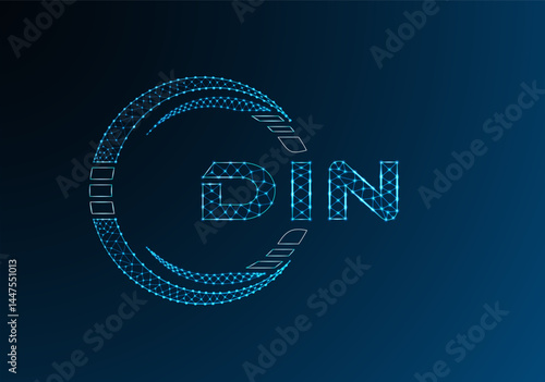 DIN low poly letter logo vector design. DIN lower poly logo design.