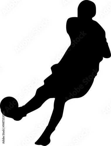 Soccer Player Silhouette Preparing to Kick the Ball Vector Design
