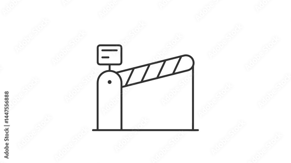Video animation of open road, closed parking car barrier gate set with stop sign. block road icon animated. Video animation of open road, closed parking car barrier gate set with stop sign. block road icon animated.