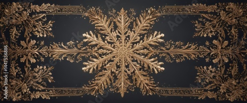 Ornate snowflake border, festive Christmas design  , frame, frost