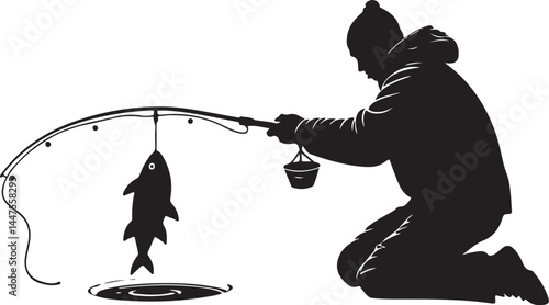 Fisherman Silhouette Clipart Bundle