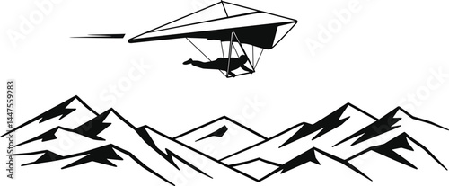 Hang Glider Soaring Above Mountains - Freedom Vector