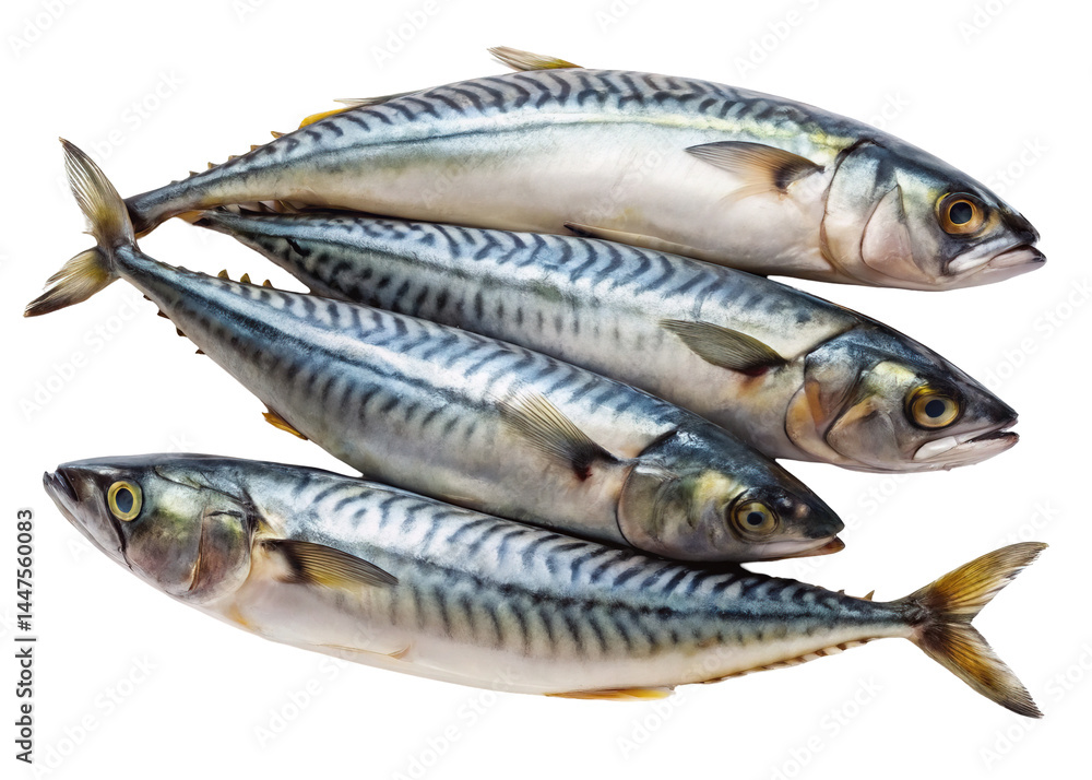 Fresh Mackerel Fish Pile Displayed on a Dark Background, Ready for Cooking Fresh Mackerel Fish Pile Displayed on a Dark Background, Ready for Cooking