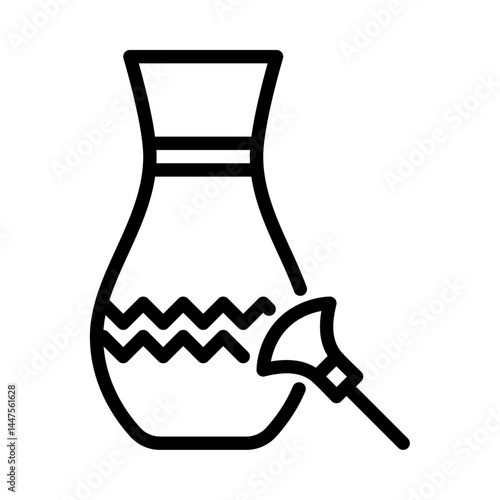 dusting outline icon. cleaning vase black line illustration.