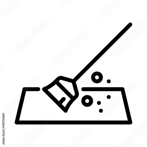 sweeping room outline icon. broom black line illustration.
