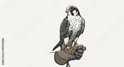 Falcon on Falconer's Glove - Vector Art