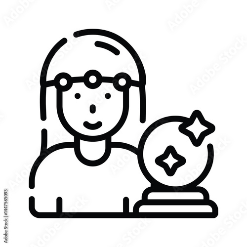 Check this trendy line style icon of female astrologist