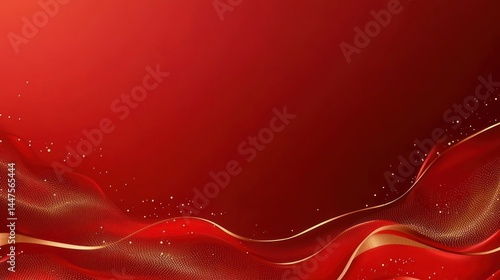 Red and gold abstract background with flowing ribbons