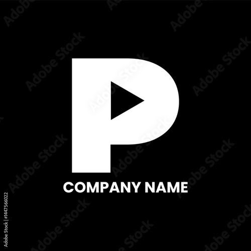 Letter P play button icon