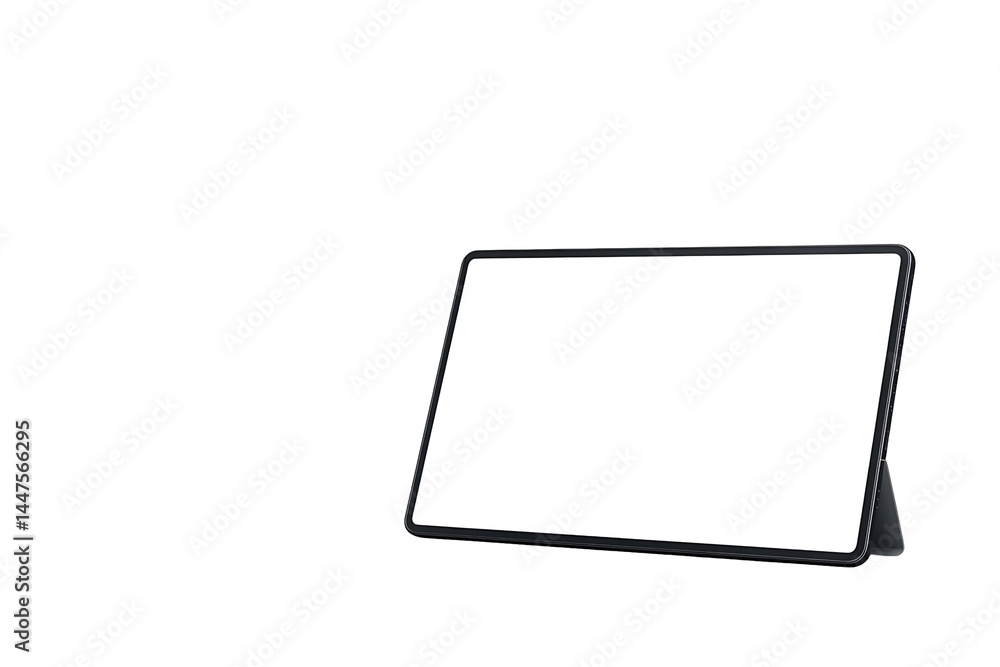 Blank screen tablet mockup in diagonal horizontal position on transparent background Blank screen tablet mockup in diagonal horizontal position on transparent background