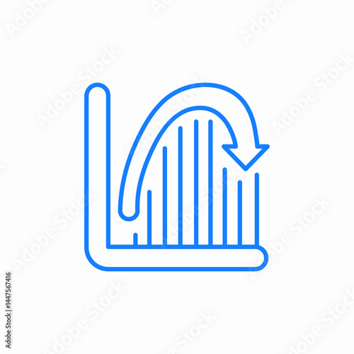declining graph blue icon sign vector
