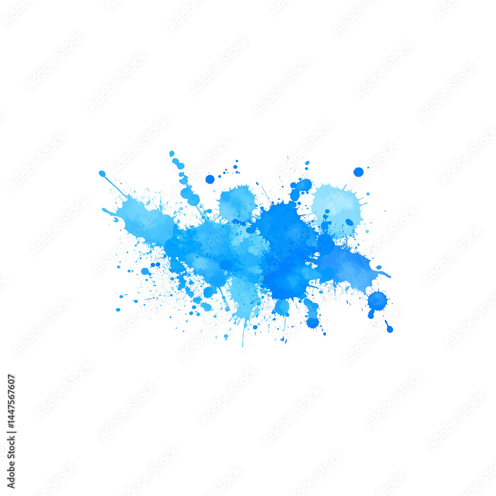Obraz premium vibrant splash of blue paint creates abstract pattern against transparency background, evoking creativity and dynamic energy. splatter effect adds sense of movement and artistic flair
