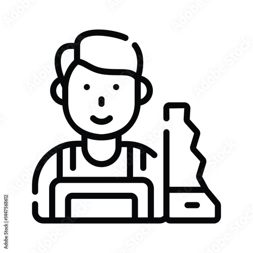 Get a sight of this latest line icon of carpenter with a saw
