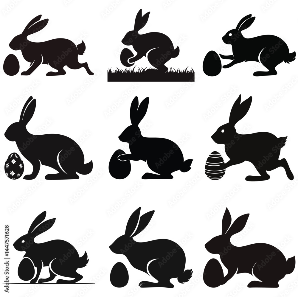 Fototapeta premium set of rabbits silhouettes