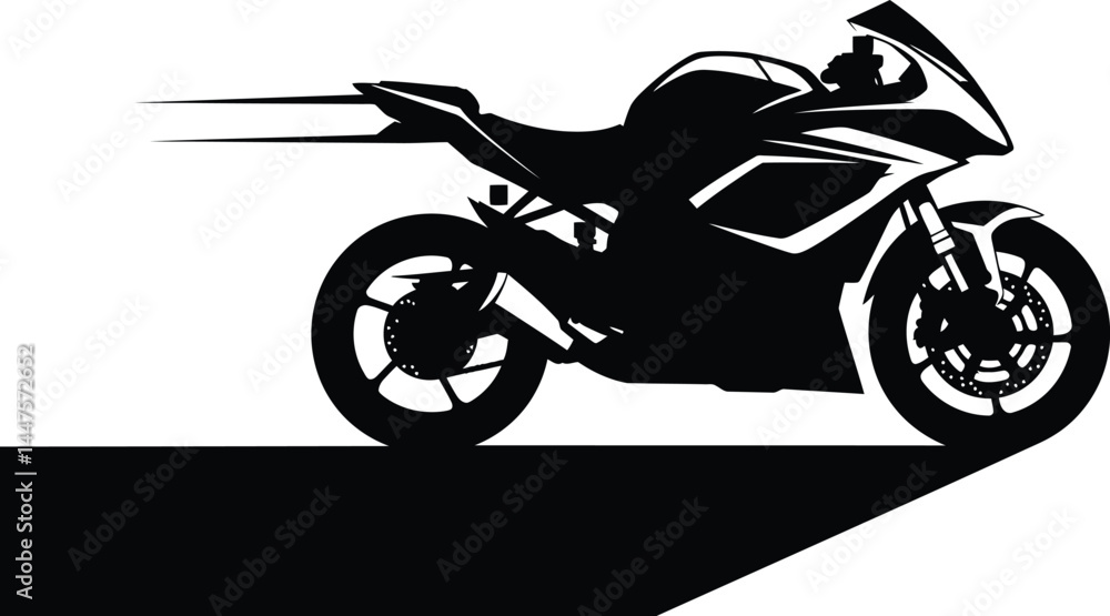 Obraz premium Speeding Motorcycle Silhouette