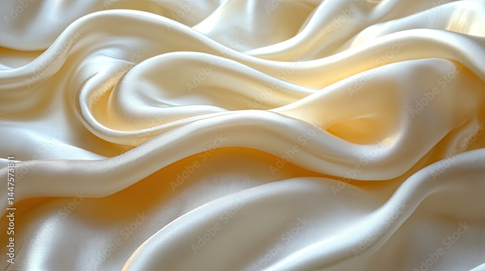 Fototapeta premium Soft, flowing silk fabric with delicate textures and warm golden highlights creating an elegant and luxurious atmosphere