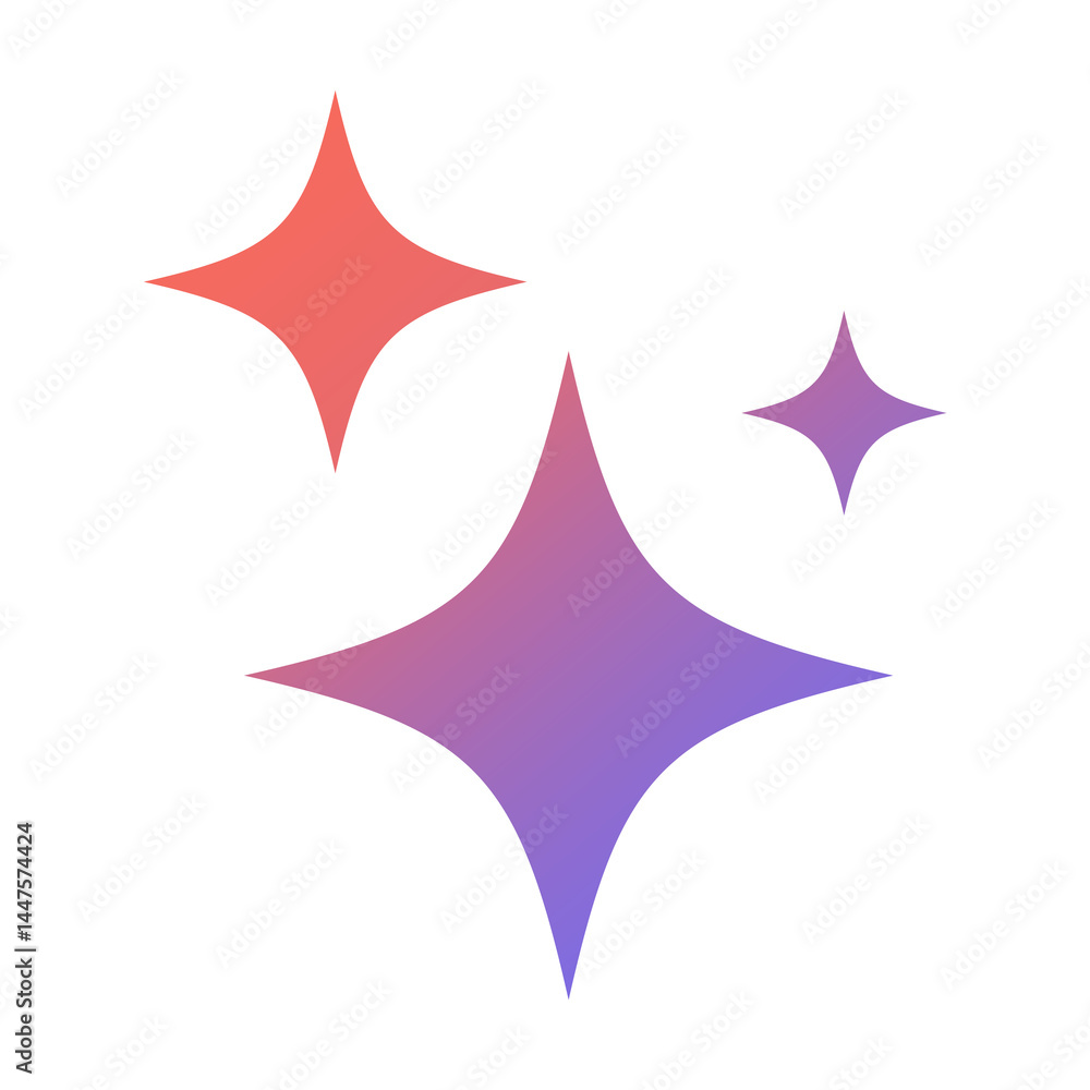 AI sparkling icon, star decoration symbol for button UI banner vector illustration AI sparkling icon, star decoration symbol for button UI banner vector illustration