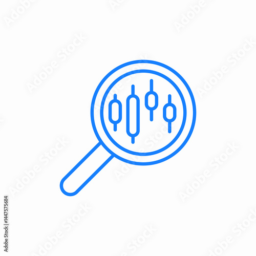 market analysis blue icon sign vector