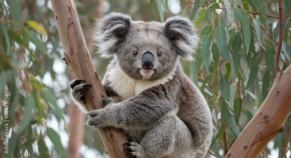 Koala Bear Climbing on Tree Branch Koala Bear Climbing on Tree Branch
