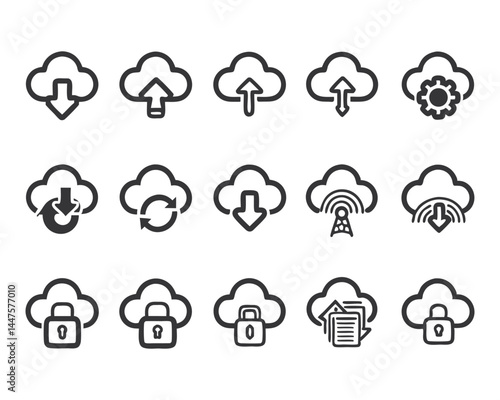 cloud storage icon set