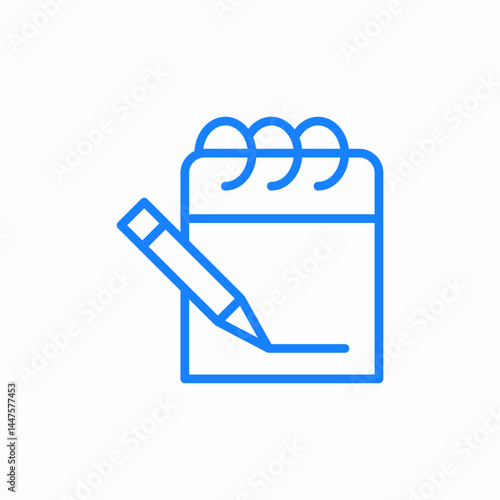 notebook writing blue icon sign vector
