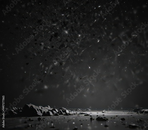 Inky black canvas scattered with diamond-like starlight ,  vastness,  space,  black
