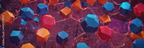 Interlocking polygons in bold hues depict online interactions ,  geometry,  link