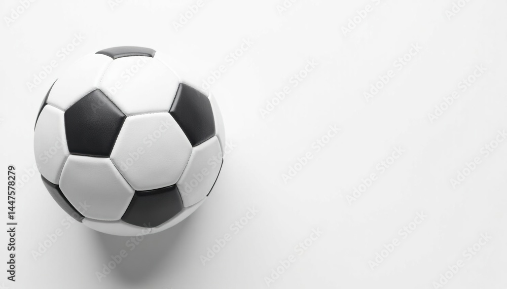 Obraz premium Overhead view of white football against plain white backdrop, sports, minimal, studio shot