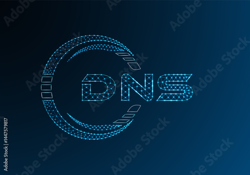 DNS low poly letter logo vector design. DNS lower poly logo design.